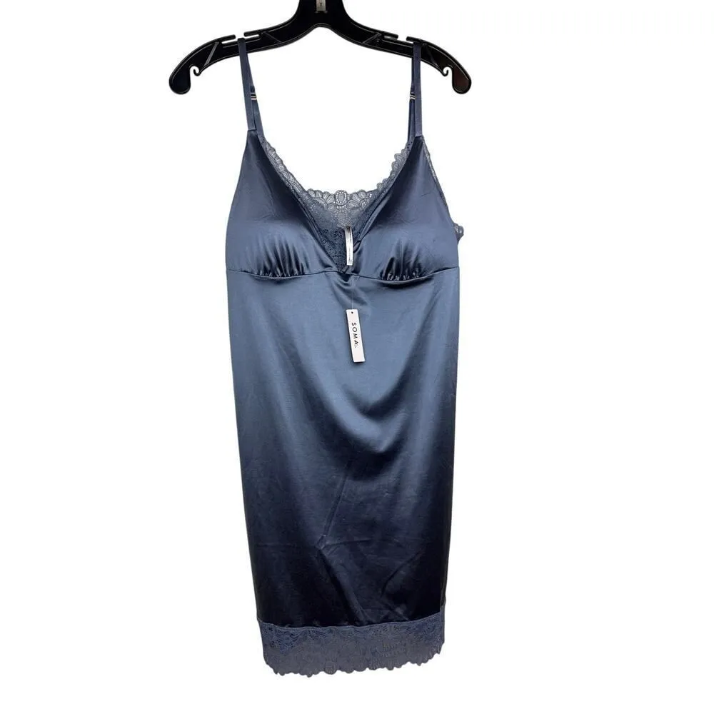 NWT Soma Luster Knit Stretch Satin Chemise in Earl Gray Sz. XL - Image 3