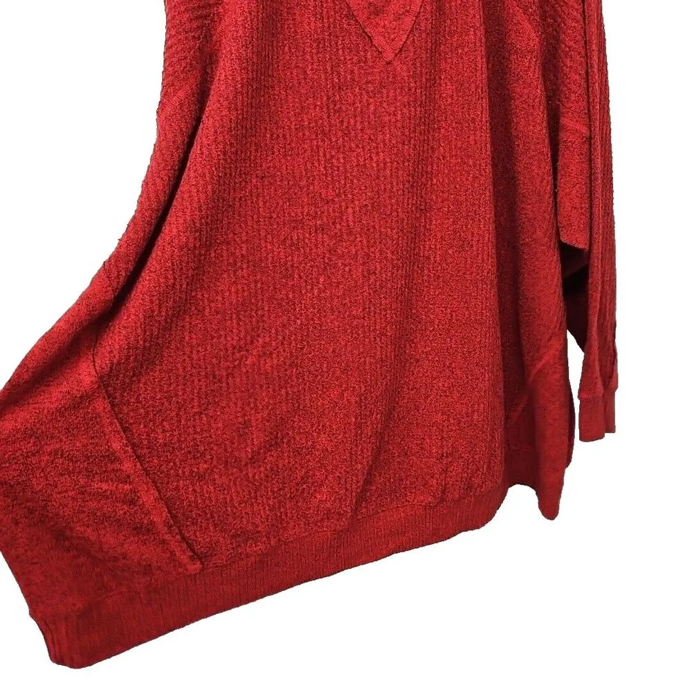 Waffle Knit Thermal Marled Womens Size 6X Knit Tunic Top Long Sleeves Red - Image 6