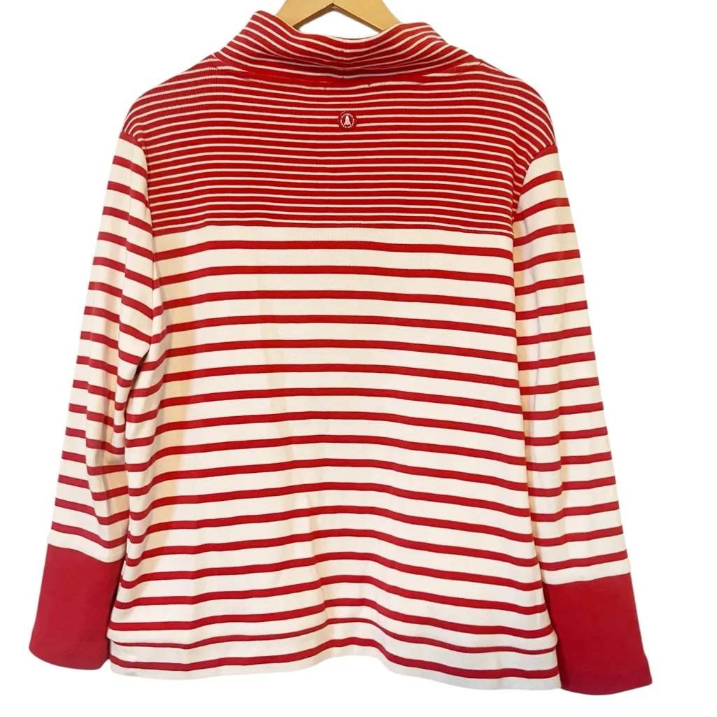 Barbour Women’s Red and White Striped Mock Neck Pullover Sweater Size 10 - Image 3
