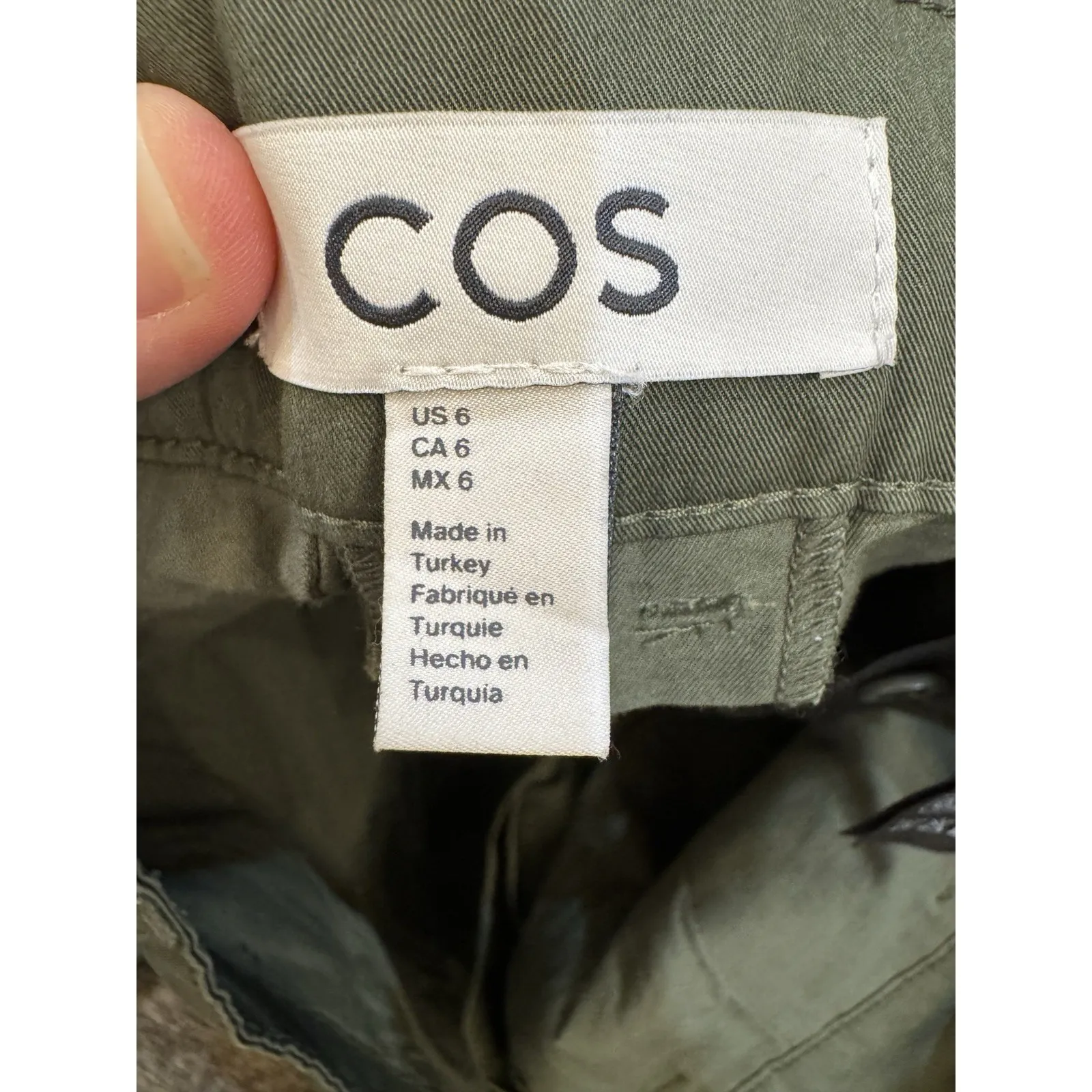 COS Pants Women Size 6 Army Green High Rise Straight Leg Utility Cotton Chinos - Image 12