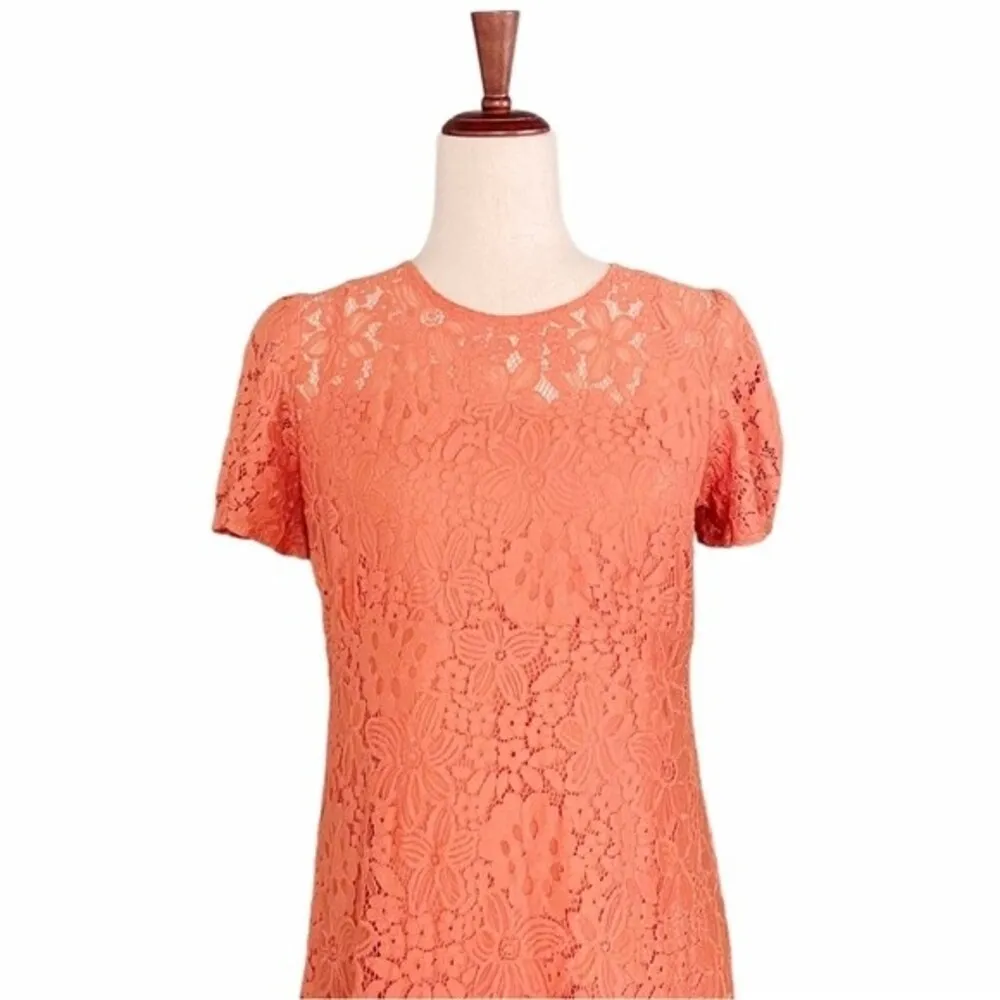 NWT Y2K Talco Terracotta Italian Made Lace Midi Dress & Slip Women’s Size Medium Orange - Image 3