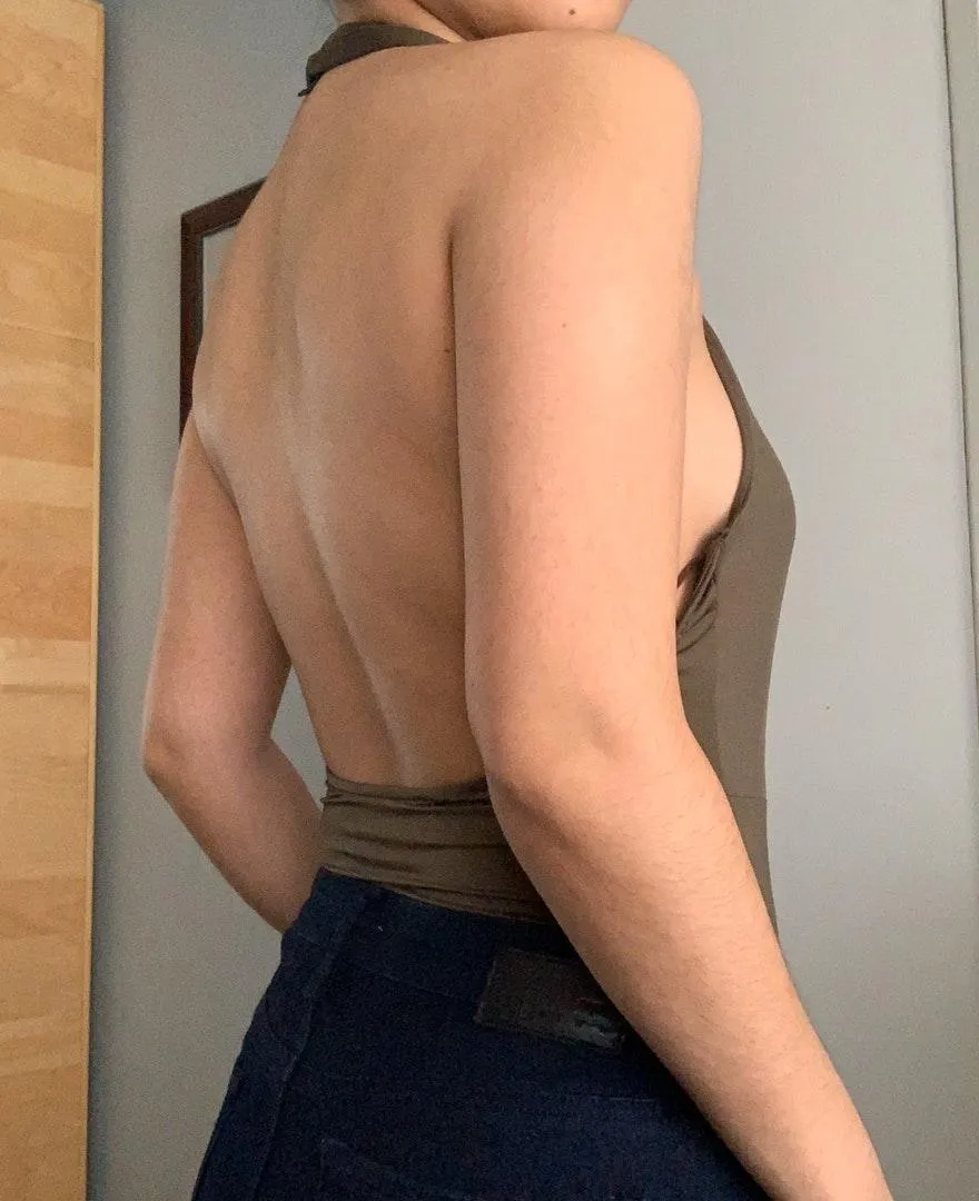 Olive Green Lace Up Halter Bodysuit - Image 5