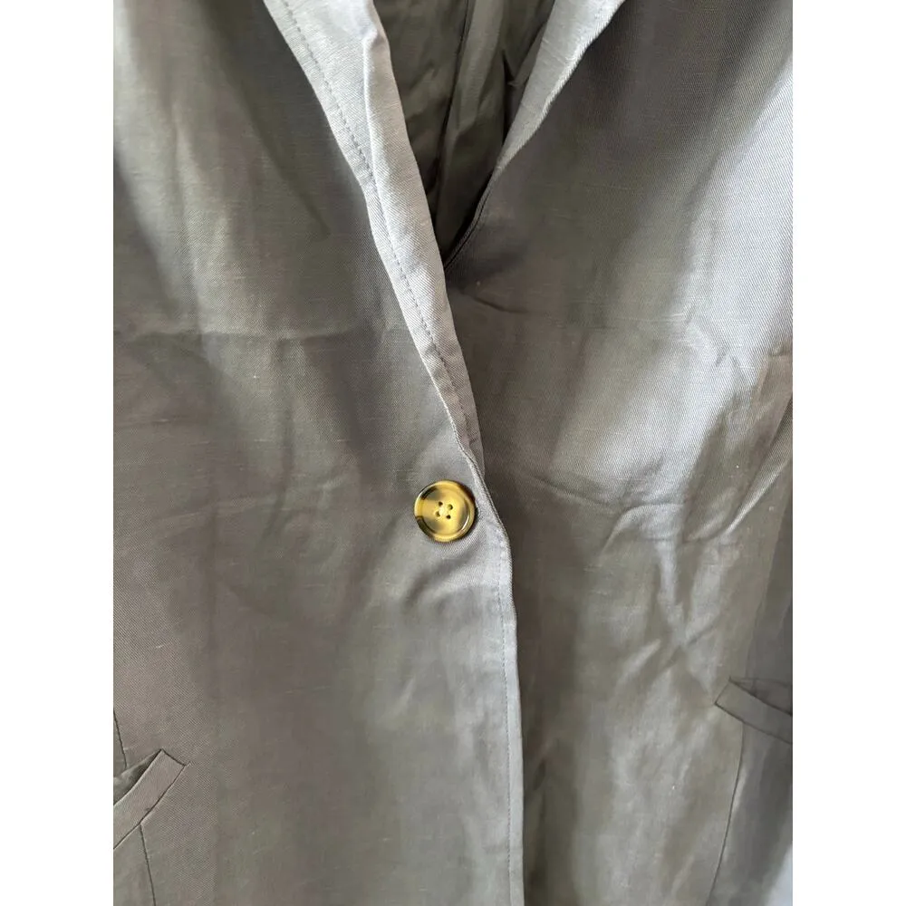 Torrid Womens Linen Blazer Size 4X Blue 3/4 Sleeves Office Preppy Academia - Image 5