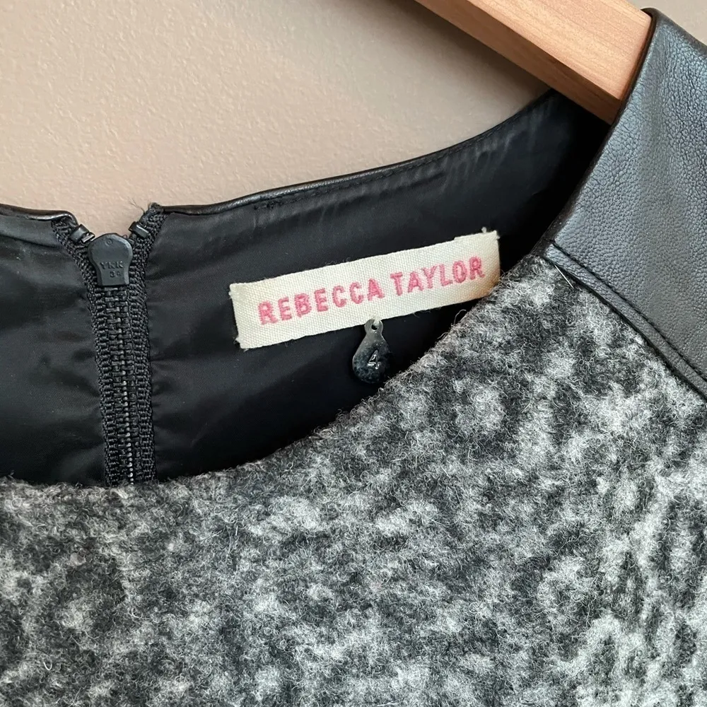 Rebecca Taylor Leopard Print Leather‎ Sheath Dress - Image 6