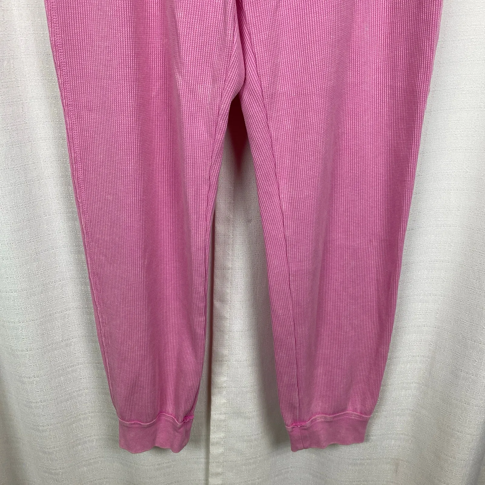 Anthropologie Sundry Sunnyside Pink Waffle Knit Jogger Pants Sz.M - Image 3
