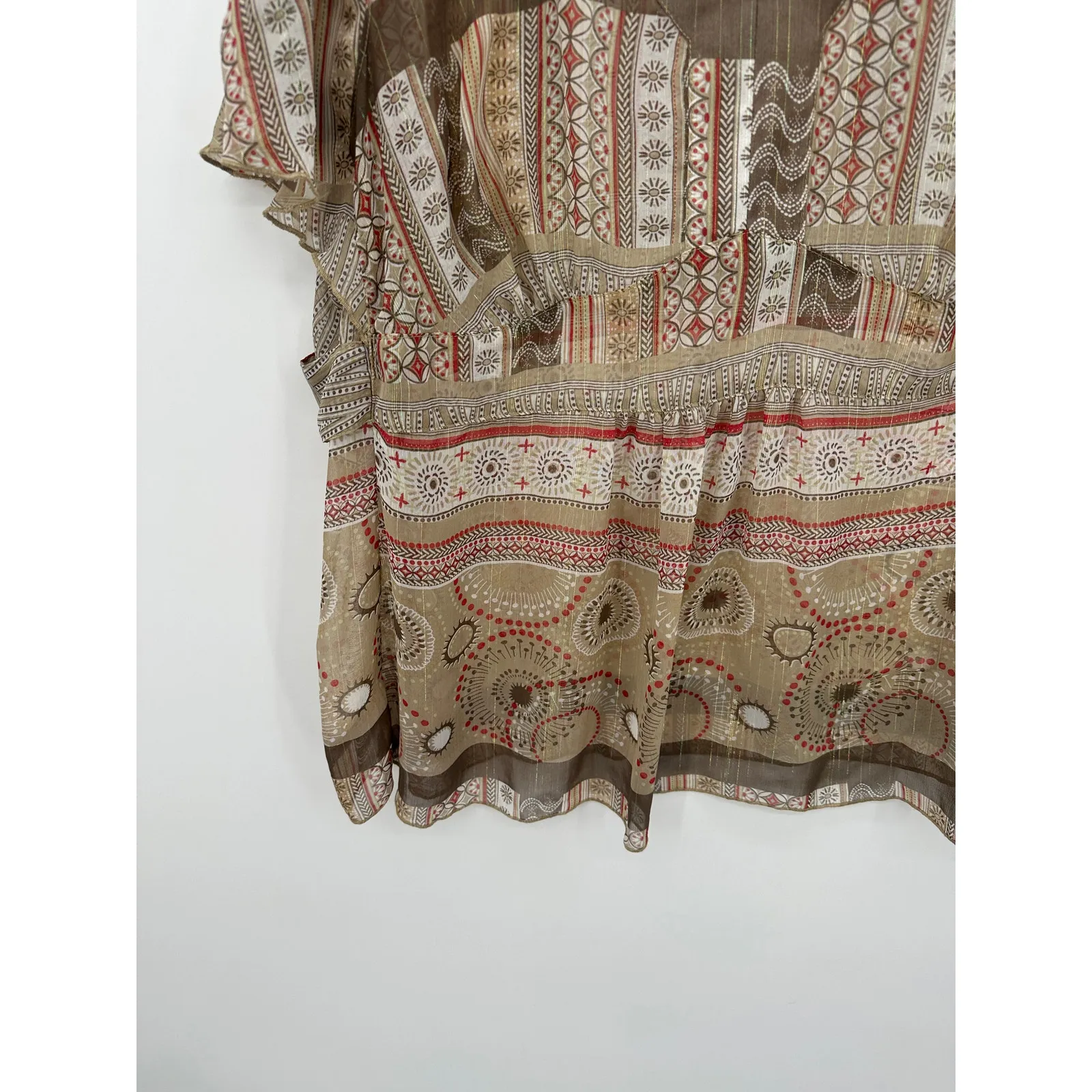 Sheer Babydoll Y2K Top Size 3X Fairy Retro Blouse Casual Artsy Unique Shirt - Image 3