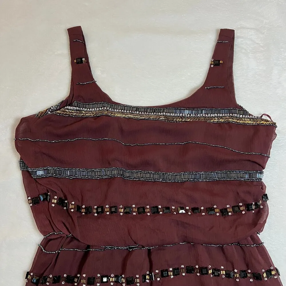 Romeo & Juliet Couture Sleeveless Beaded Chiffon Tank Dress Size Small NEW - Image 4