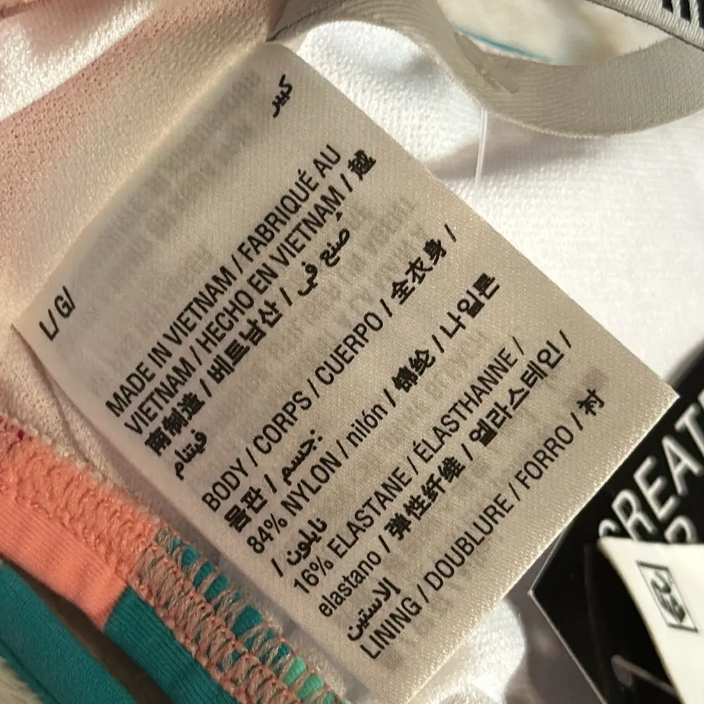 Multi Waves Printed Strappy Bralette Bikini Swim Top Pink Purple size L - Image 6