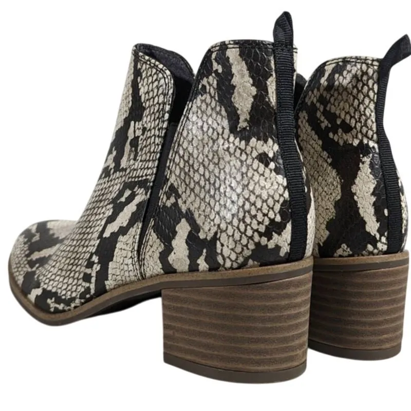 Dr Scholls Womens Snake Print Ankle Boots Block Heel Chelsea‎ Side Zip Size 6.5M Black - Image 4