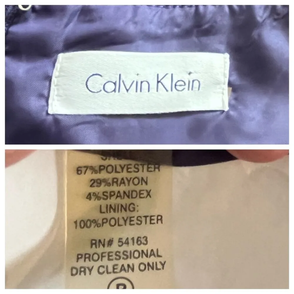 Calvin Klein Dress Sheath Pencil Drape Neck Cap Sleeve Purple Women’s Size 4 - Image 9