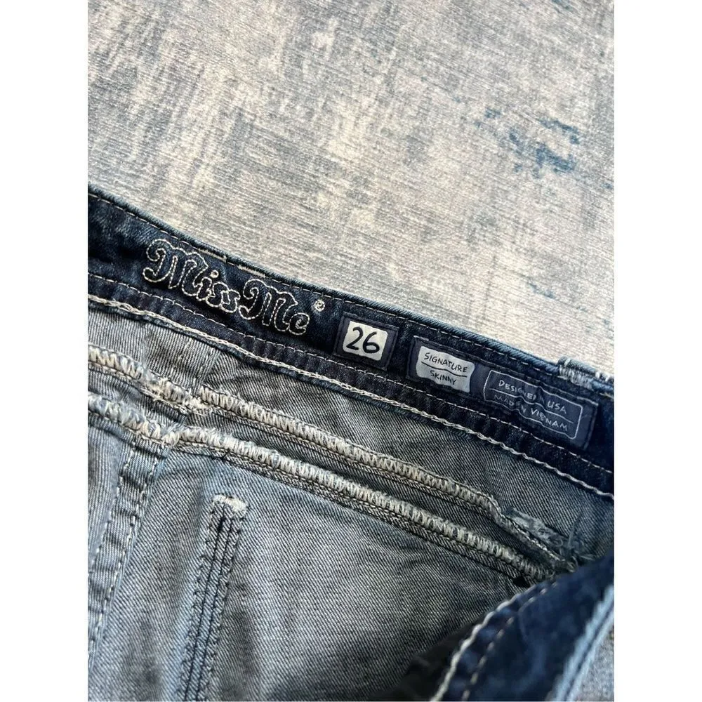 Miss Me Signature Skinny Rhinestone Sequin Jeans Size 26 x 30 - Image 4