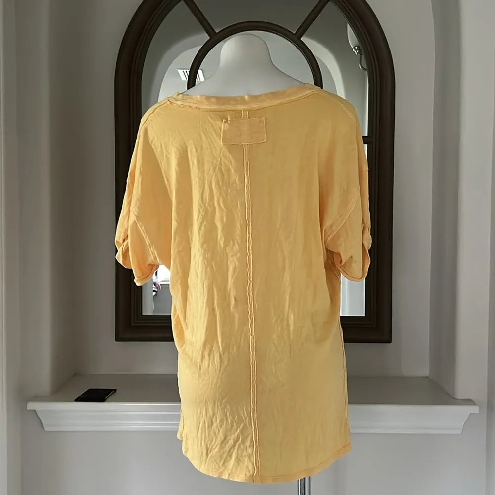 NWT Free People Keep Me V-Neck Cotton T-Shirt, Peach Sunrise Size XS New w/Tag - Image 7