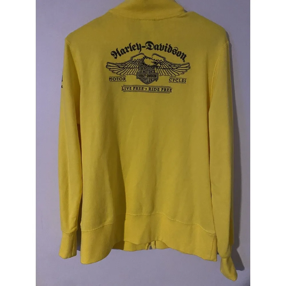 Harley Davidson Womens Size Large Yellow Full Zip Lightweight Jacket Lightweight - Image 2