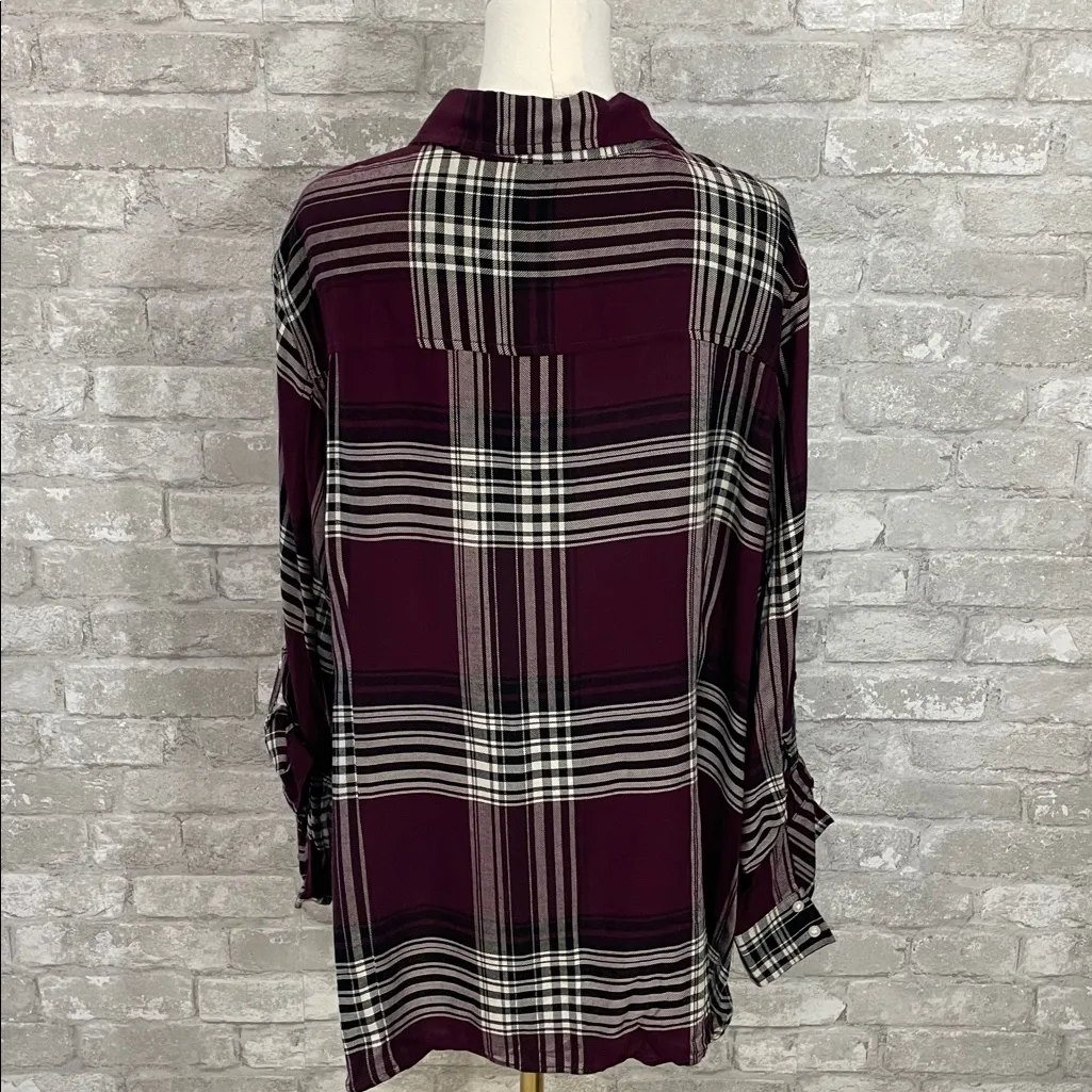 Tommy Hilfiger Burgundy Plaid Button Down Shirt - Image 5