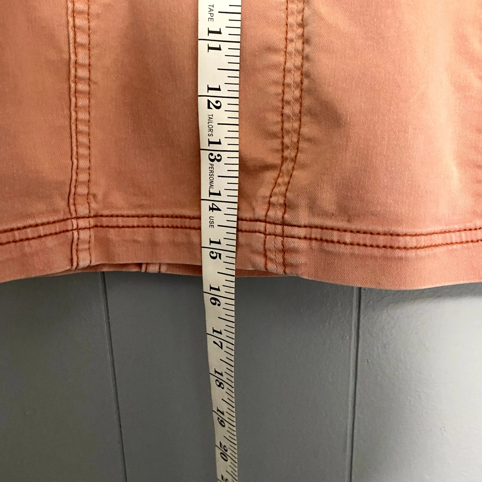 Free People Orange Washed Out Denim Modern Femme Fitted Boho Mini Skirt 2 - Image 3