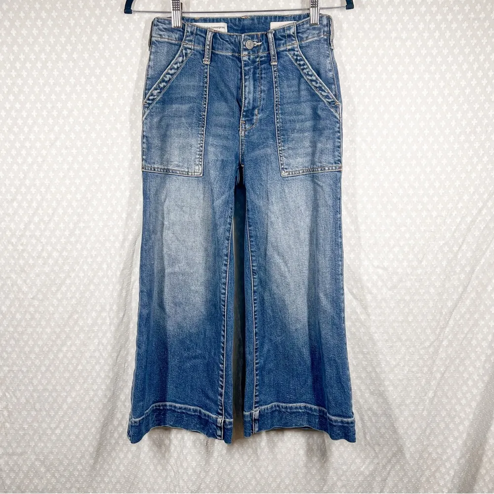 Anthropologie Pilcro Dark Wash‎ High Rise Crop Wide Leg Jeans - Image 2