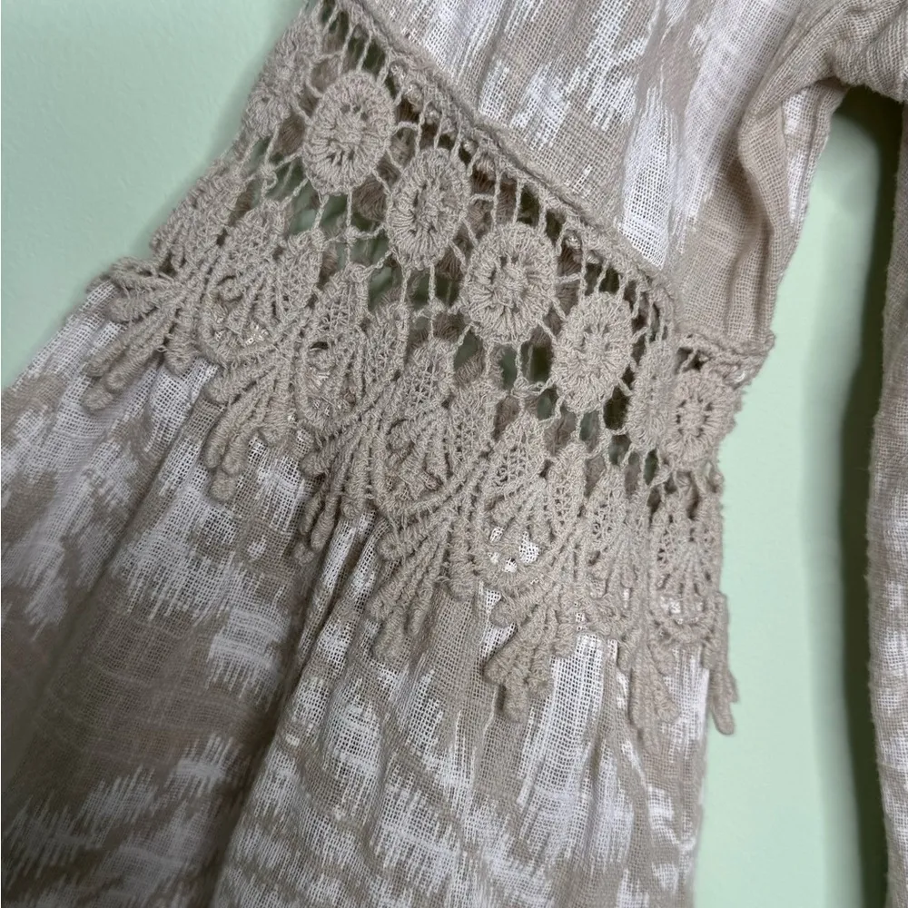 KAKTUS Beige 100% Cotton Cardigan Duster Top One Tie Made in Italy Medium - Image 7