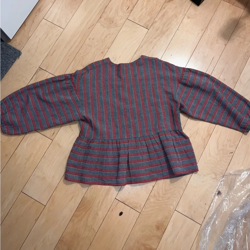 Madewell Striped Bubble-Sleeve Peplum Top large - Image 8