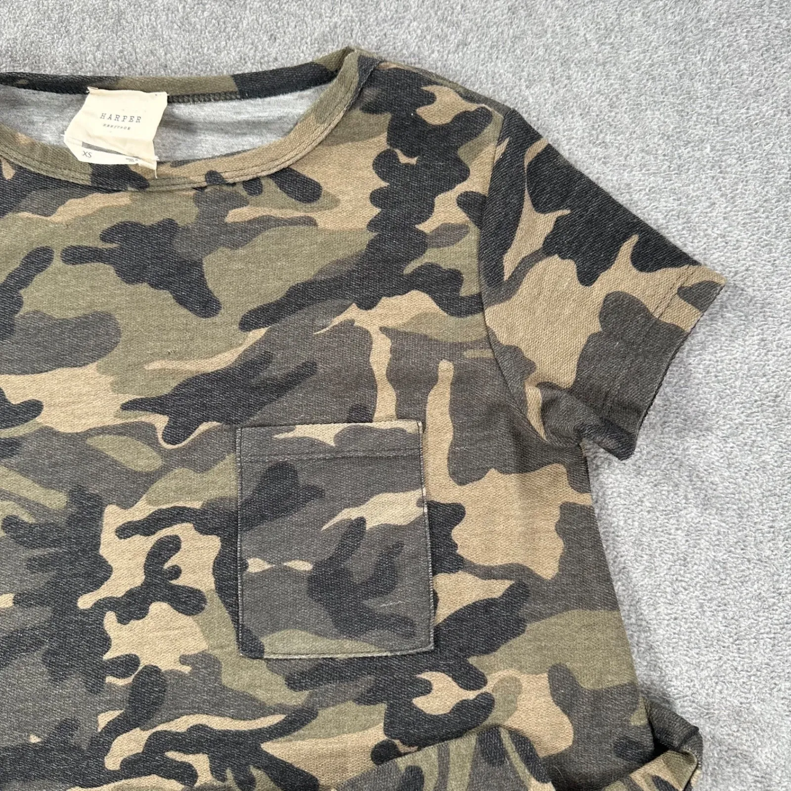 Harper Heritage Camouflage Tee Shirt Dress Women's X-Small Short Sleeve Belted - Image 5