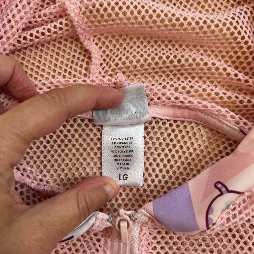Hot Topic Pusheen Active Crop Jacket Size Large Pink Mesh Hoodie Pullover - Image 8