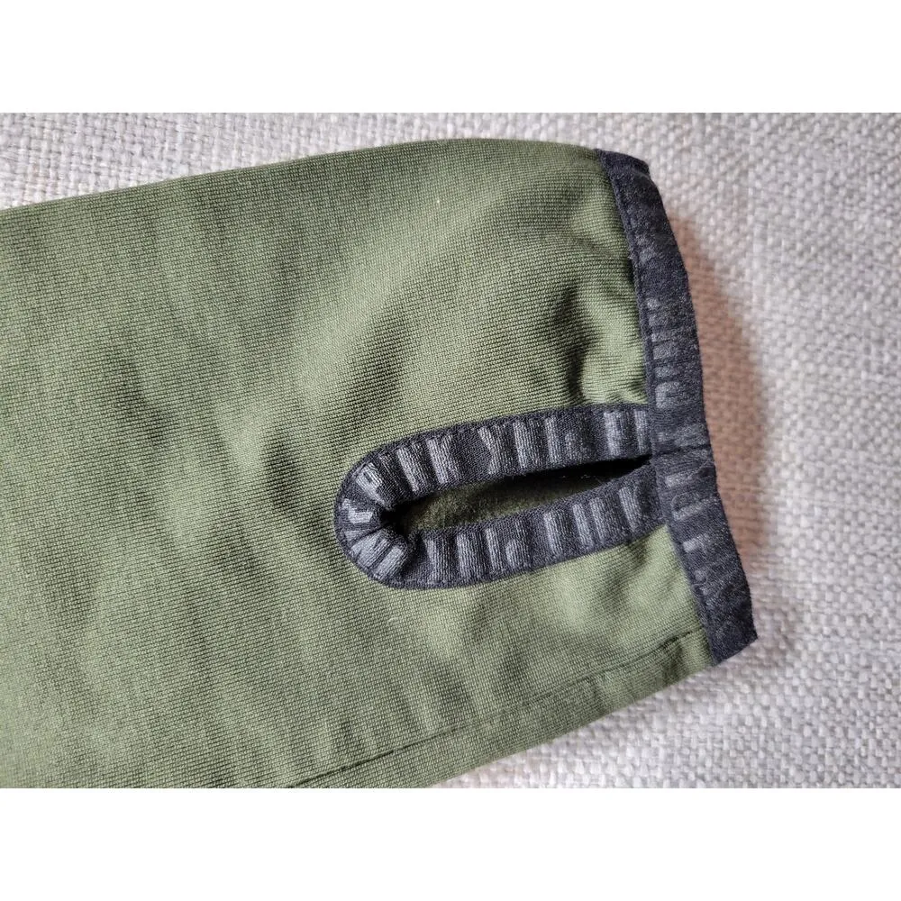 PINK Victoria's Secret Women's Track Jacket M Army Green Half Zip Thumbholes - Image 5