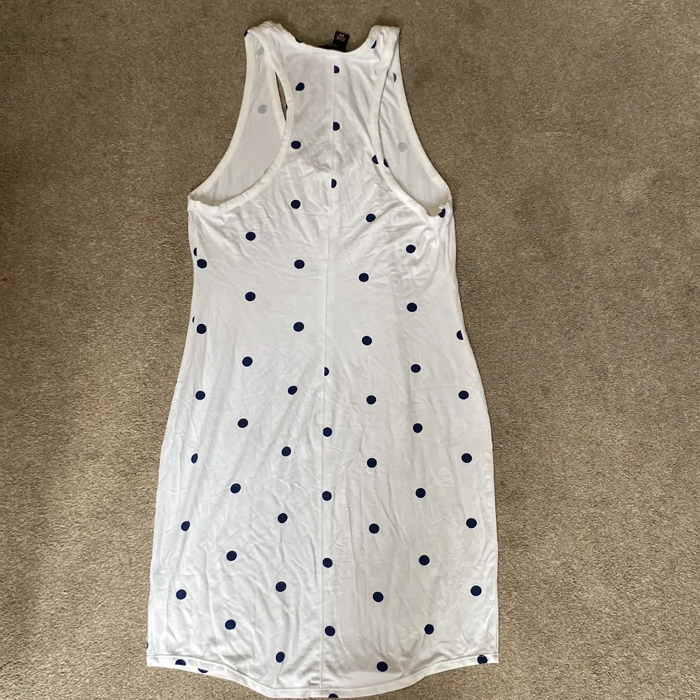Blue Polka Dot Racerback Casual Shirt Dress Size M - Image 3