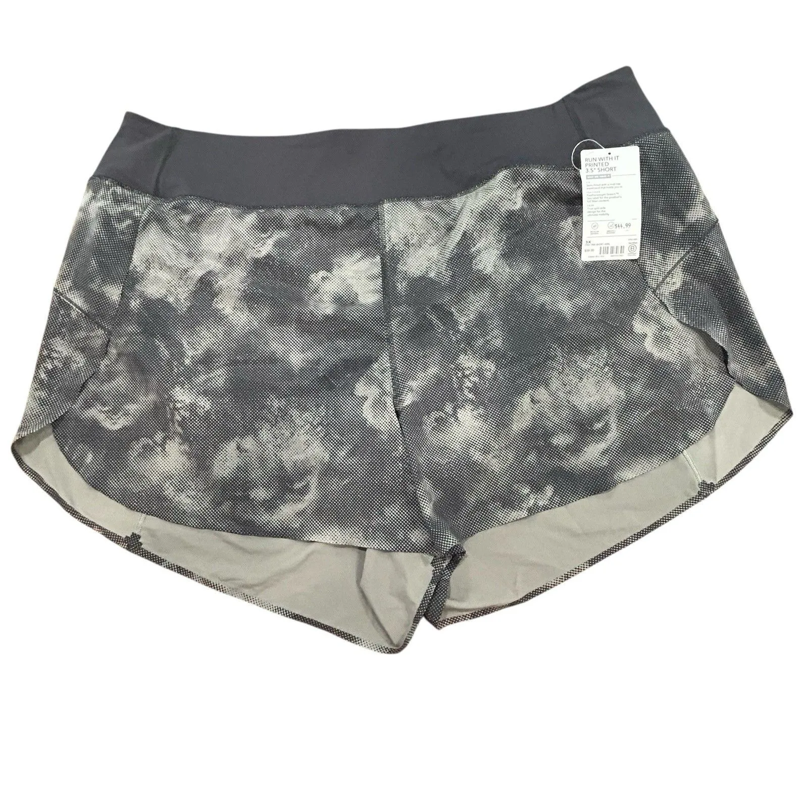 Athleta Run With It Printed Shorts Size 3X Black Running Jogging Lined 3.5" - Image 2