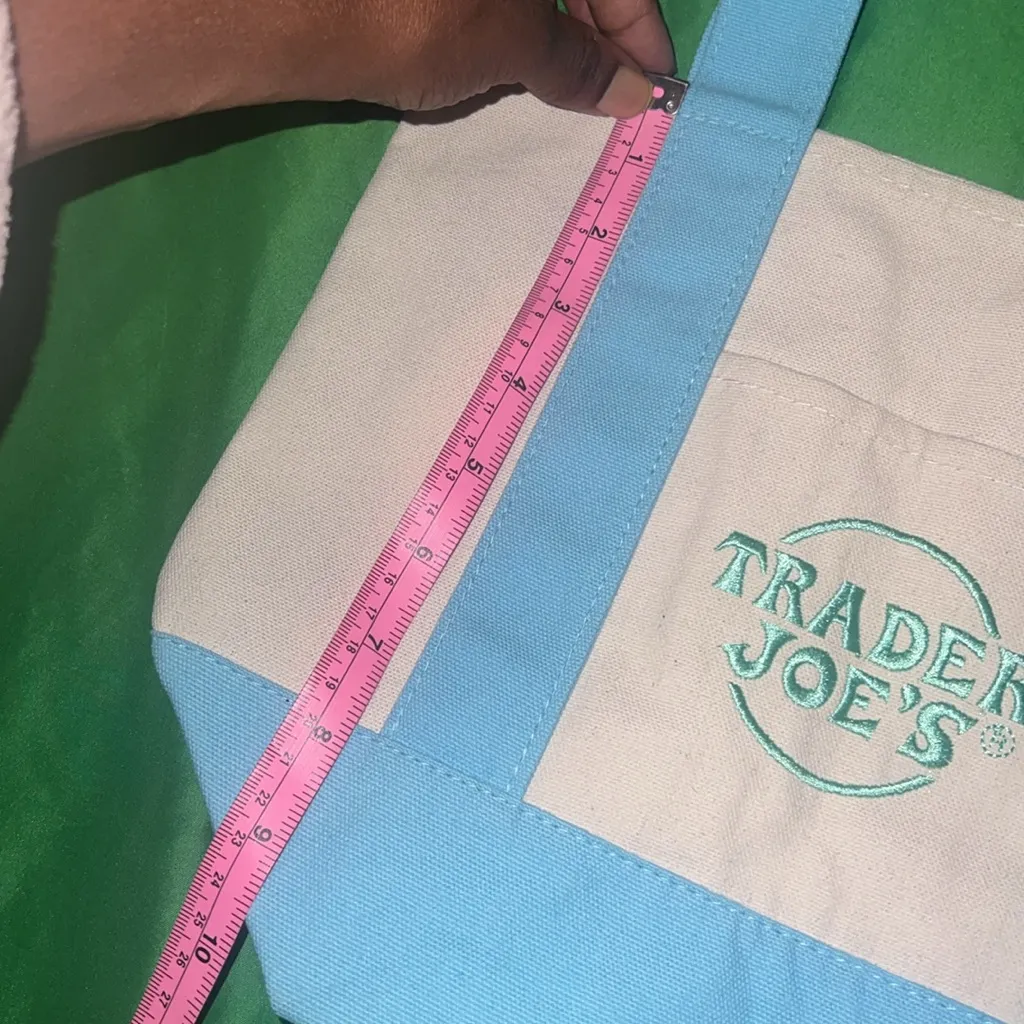 NWT Trader Joe’s Blue and White Mini Paster Canvas Tote Bag - Image 6