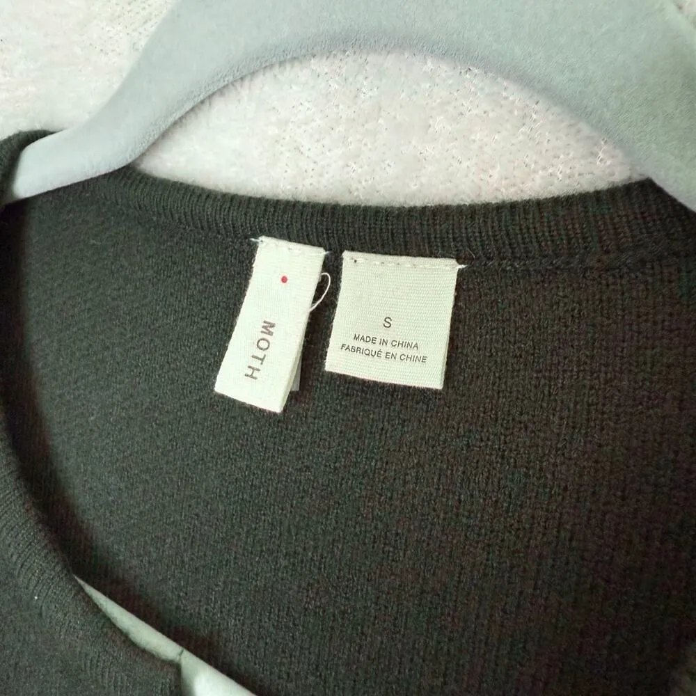 Anthropologie MOTH Long Sleeve Open Cardigan Sweater Green Small Cozy Coatigan - Image 3