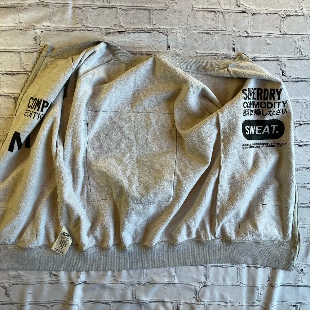 Superdry Full Zip Sweatshirt Medium Gray World Map Womens Unisex Globe Travel - Image 12