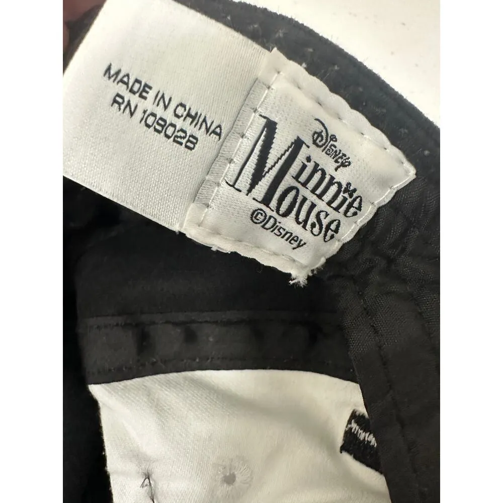 Disney Minnie Mouse Embroidered Polka Dot Baseball Cap Hat Adjustable Black - Image 4