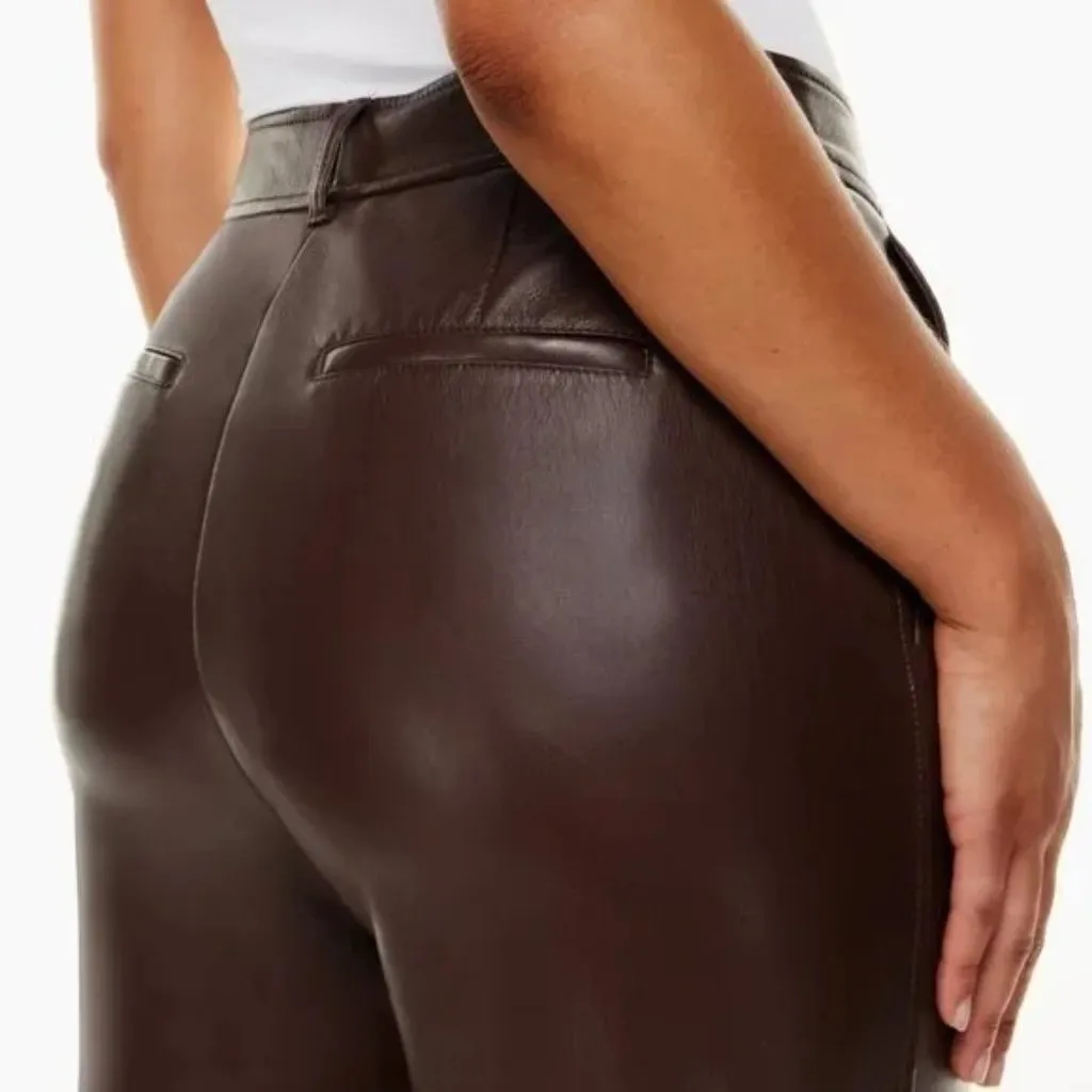 Aritzia Babaton Dark Brown Command Pant Mid-rise Vegan Leather Pants - Image 2