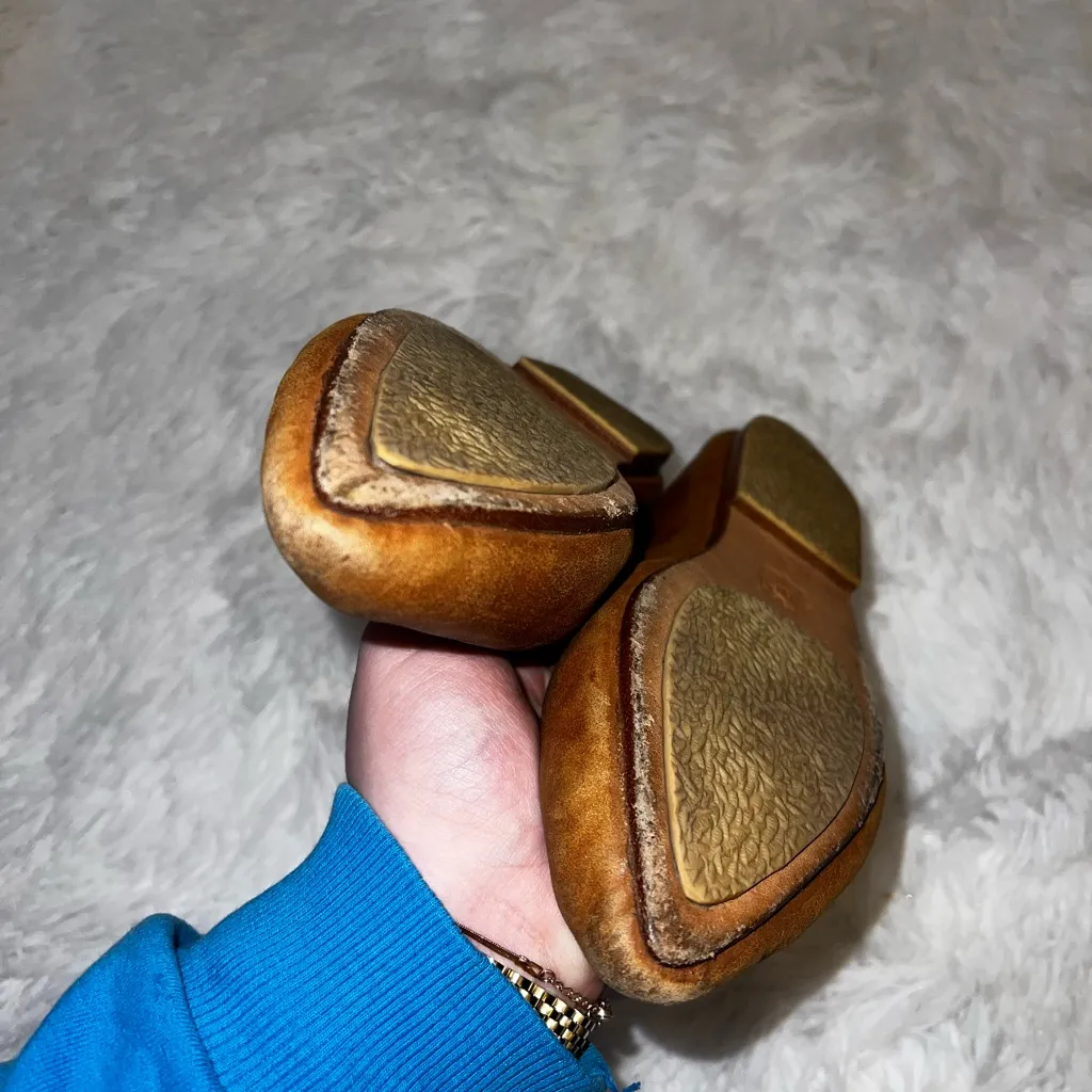 ELF Amara Leather Flat Size 7 Ballet Flats with Braided Detail Brown - Image 5