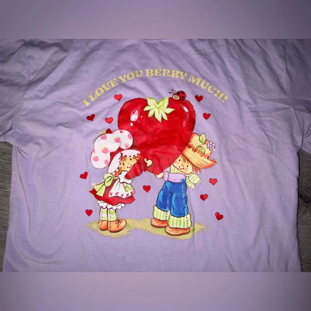 Strawberry Shortcake Y2K Pastel Purple Crop Top Women’s “I Love You Berry much”! Size XS - Image 2