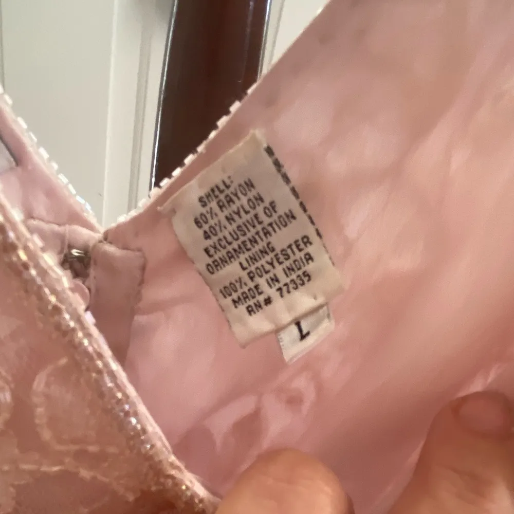 SCALA LIGHT PINK LACE & BEADED GOWN SIZE L - Image 5