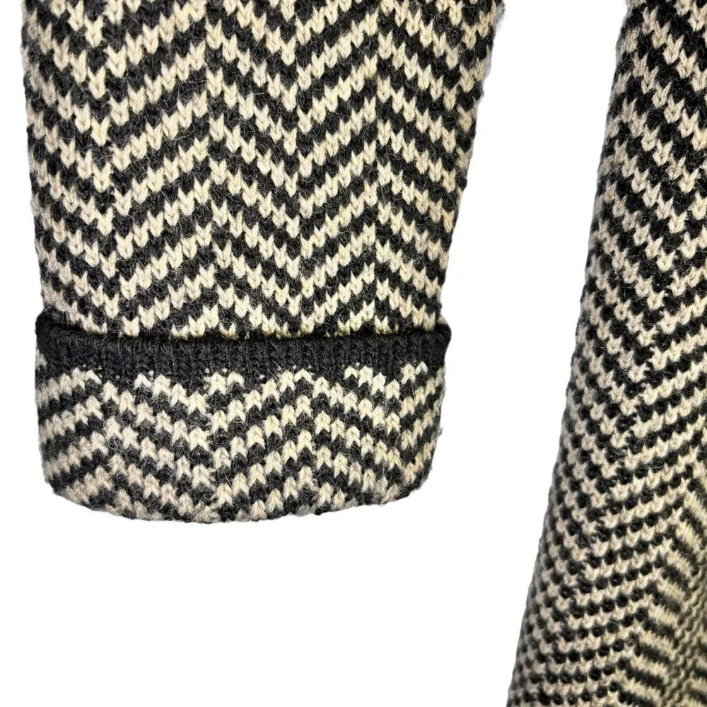 Cocogio Women's Knit Wool Blend Herringbone LongLine Open Front Cardigan L Black Size L - Image 8