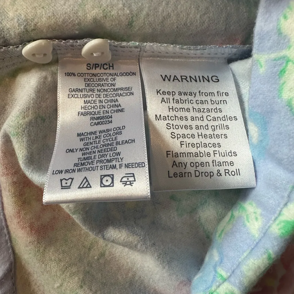 Lanz of Salzburg Nantucket Rose Flannel Pajama Set Size Small Periwinkle Blue - Image 8