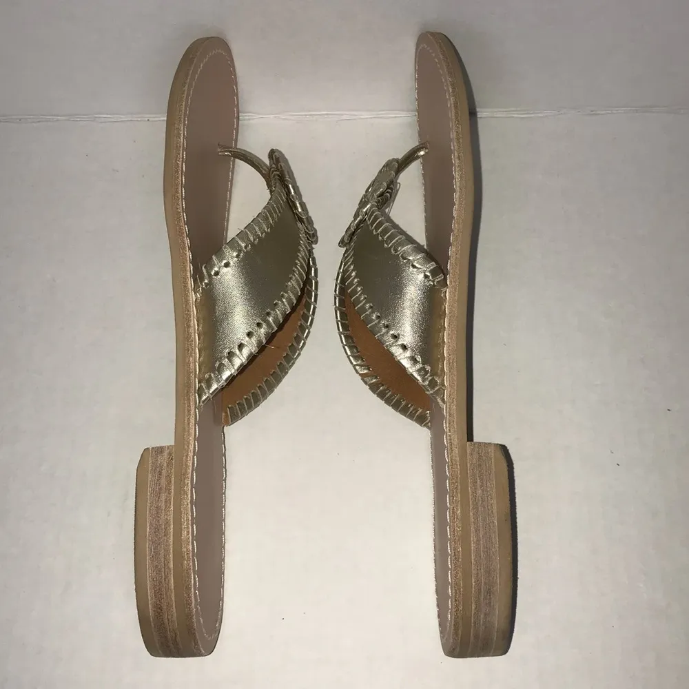Jack Rogers RO Sandals Platinum (Gold-Silver) Whipstitch Flip Flop Sz 9.5 NWOT - Image 8