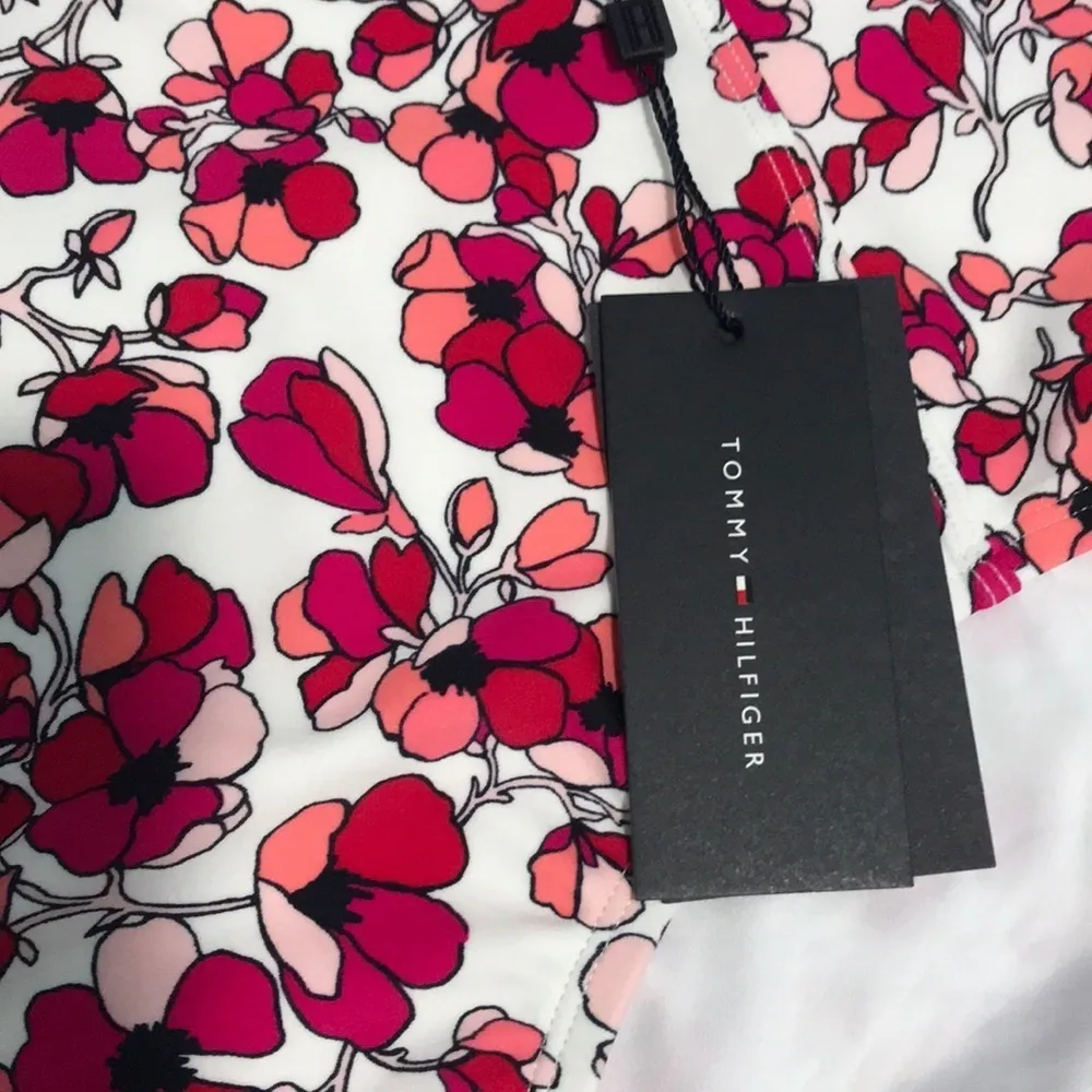 Tommy Hilfiger High Waisted Floral Pink Red White Swim Bikini Bottom Magenta - Image 3