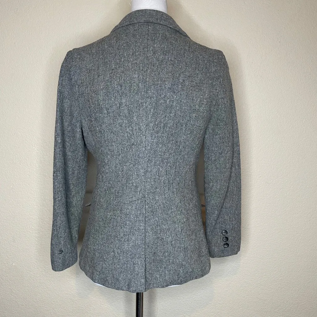 Vtg 60s 70s Bronson of California Gray Wool Tweed Blazer Jacket 13/14 Preppy - Image 4