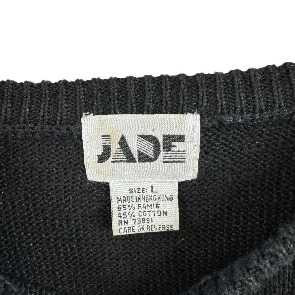 Vintage 80's/90's Jade Black Sequin Embellished Cotton Ramie Sweater Size Large - Image 5