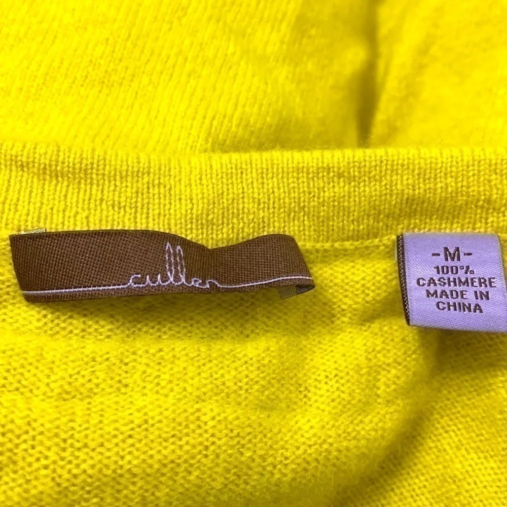 Cullen mustard yellow 💯 cashmere ruffled cardigan. Long sleeves. Size Medium. - Image 6