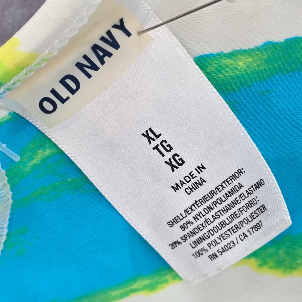 19. Old Navy Blue Green Bead Stripe Tie Bikini Swimwear Top XL - Image 7