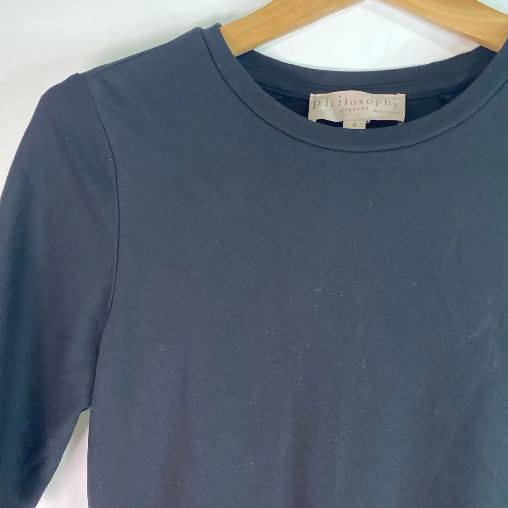 Philosophy Republic Women’s Dress Sz S Black Midi Bodycon Short Sleeve Stretch - Image 6