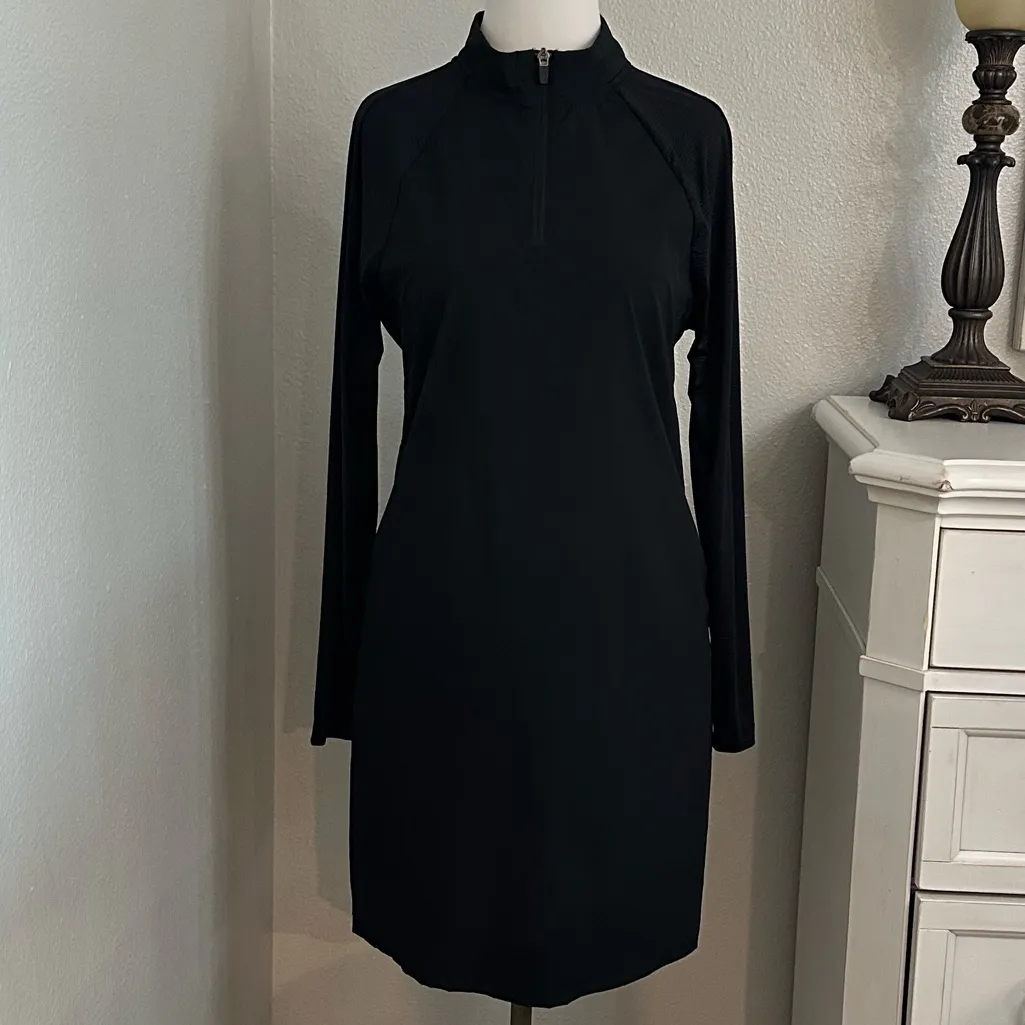 NWOT Hurley Long Sleeve‎ 1/4 Zip Pocket Swim Dress Cover Up Black Size Medium - Image 2