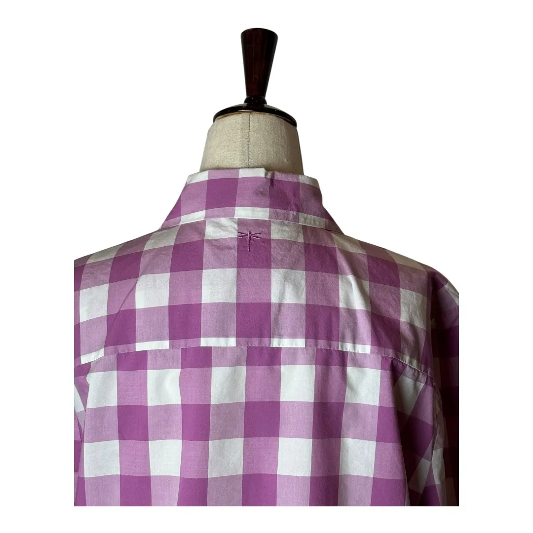 Tyler Boe Shirt Women Medium Purple White Gingham Long Sleeve Button Down Tunic - Image 4