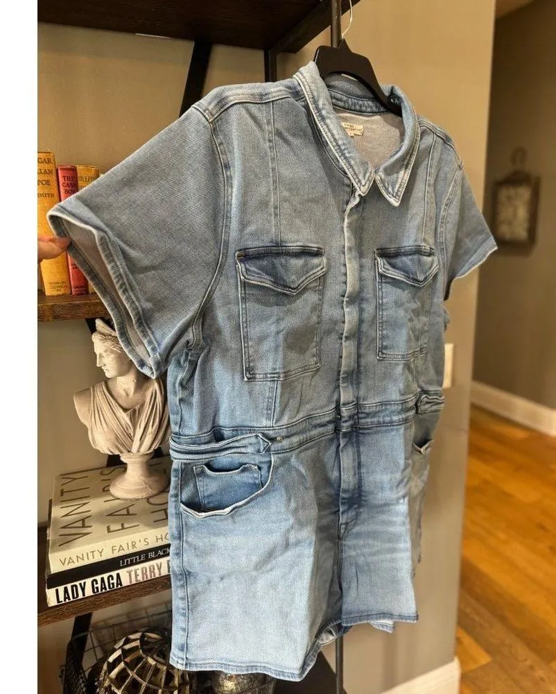 GOOD AMERICAN Fit For Success Short Jumpsuit Blue274 Womens Size 8 5XL - Image 5