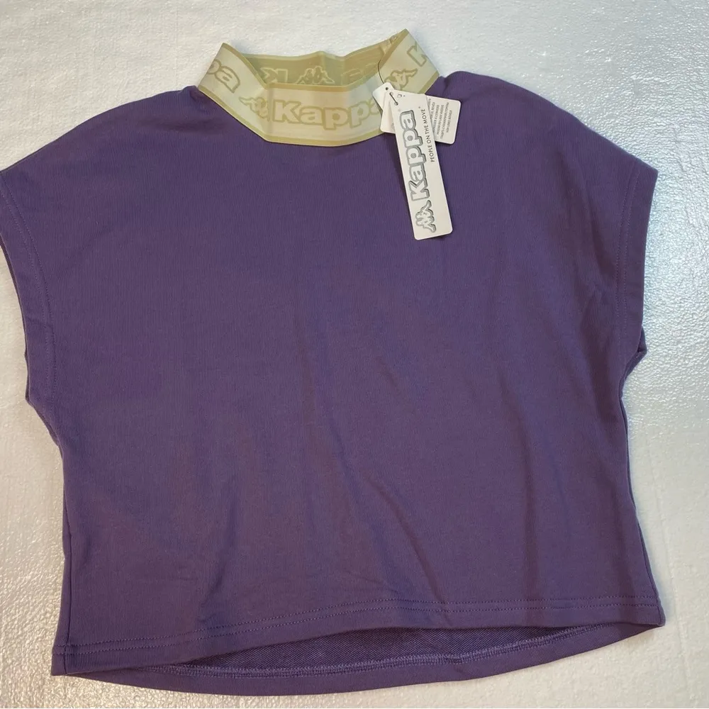 Kappa Logo Tape Elero Fleece Purple Sweatshirt Size Oversize X-Small NWT 20"x20" - Image 2