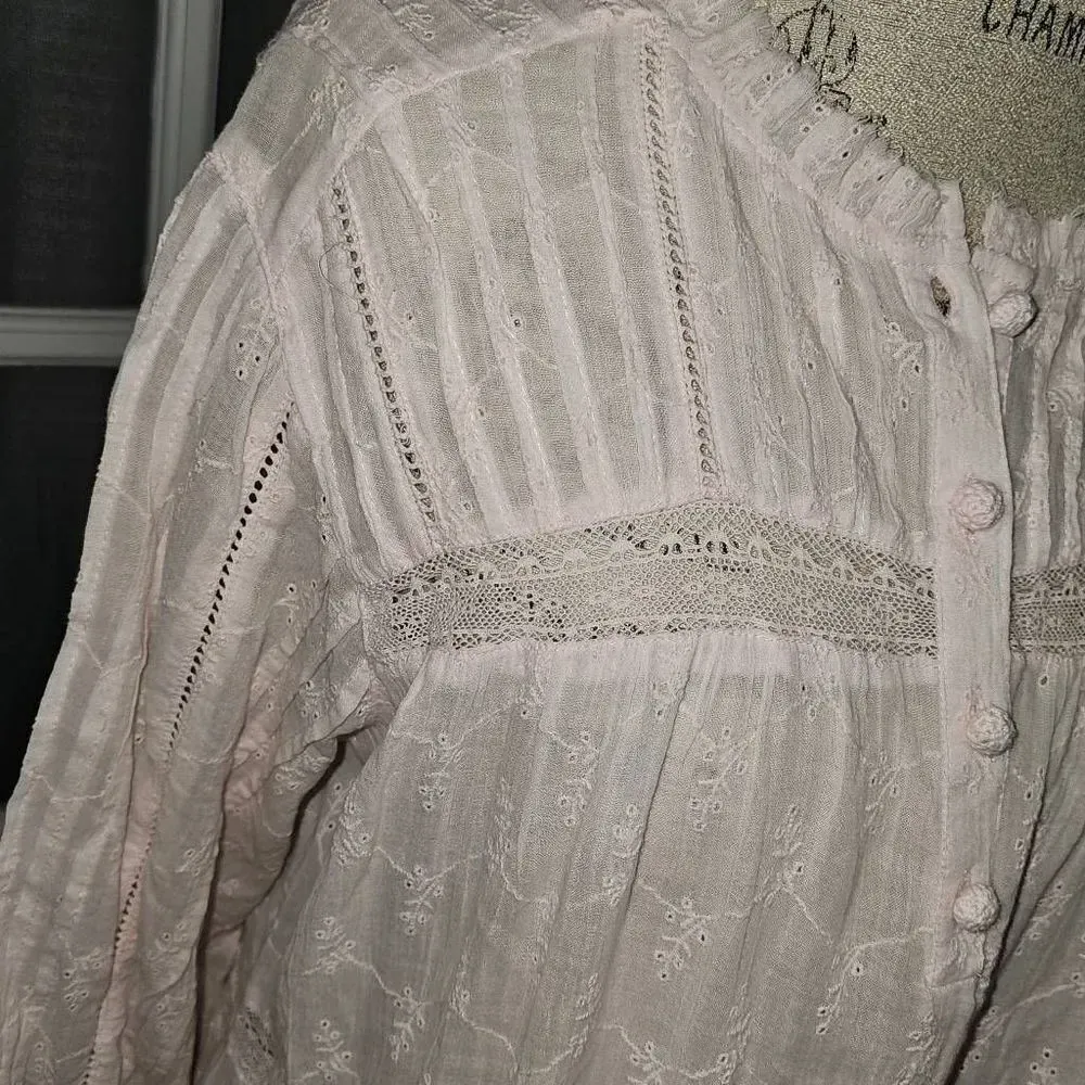 Sundance Womens Pink Mylah Eyelet Shirt Top‎ Blouse Medium - Image 3
