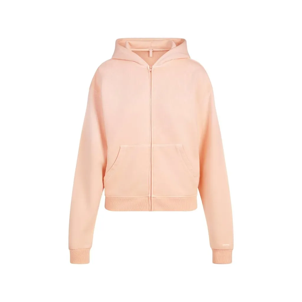 Skims French Terry Zip Up Hoodie in Cantaloupe, Size Medium - Image 7